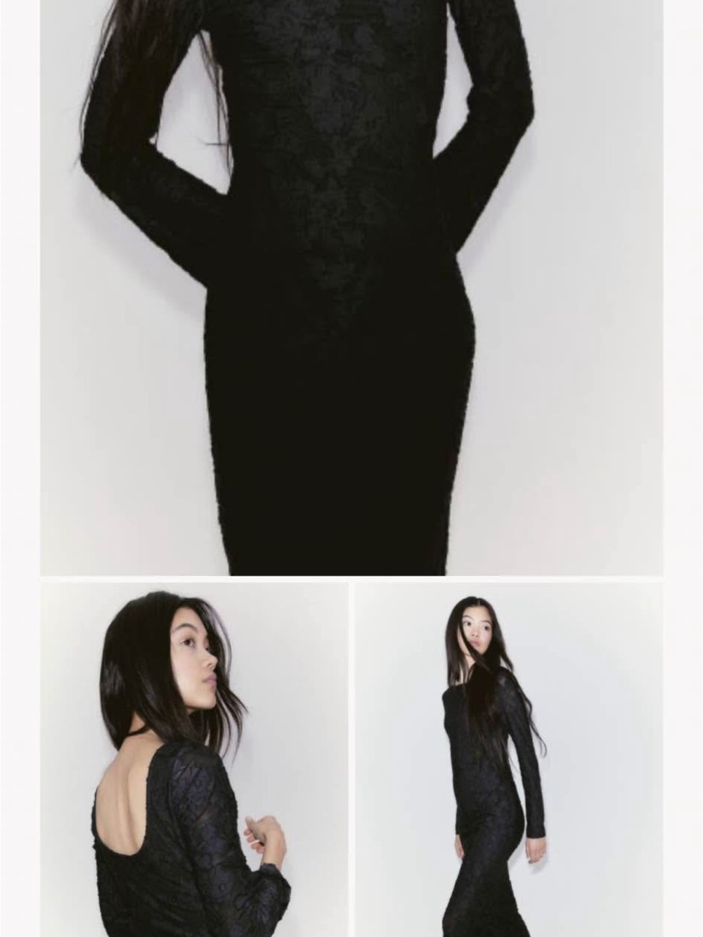 H&M Black Long Sleeve Lace Bodycon Dress